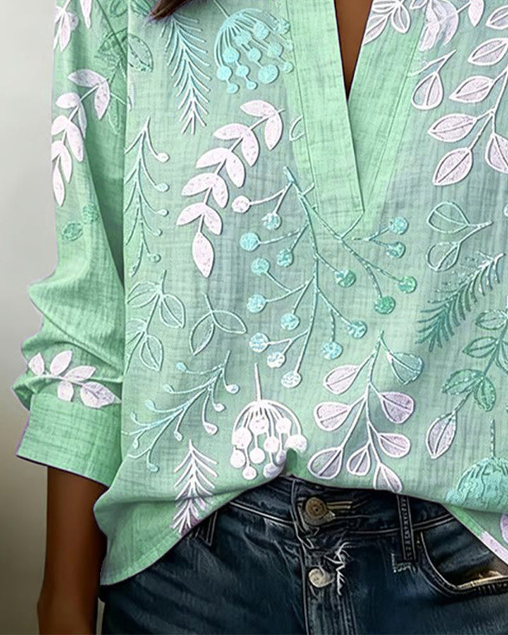 Lillian | Floral V-Neck Blouse for Effortless Everyday Style