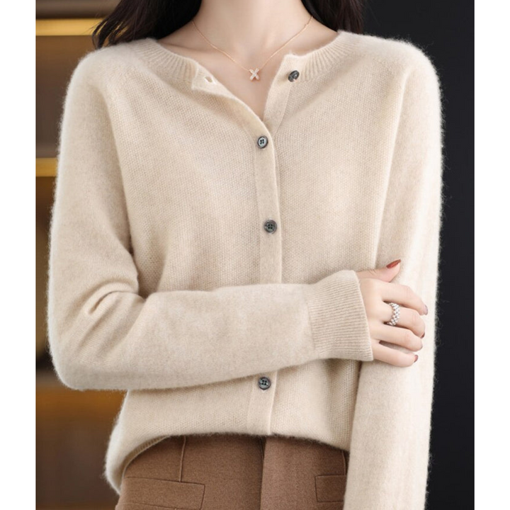 Eliana | Classic Crew Neck Button-Up Cardigan