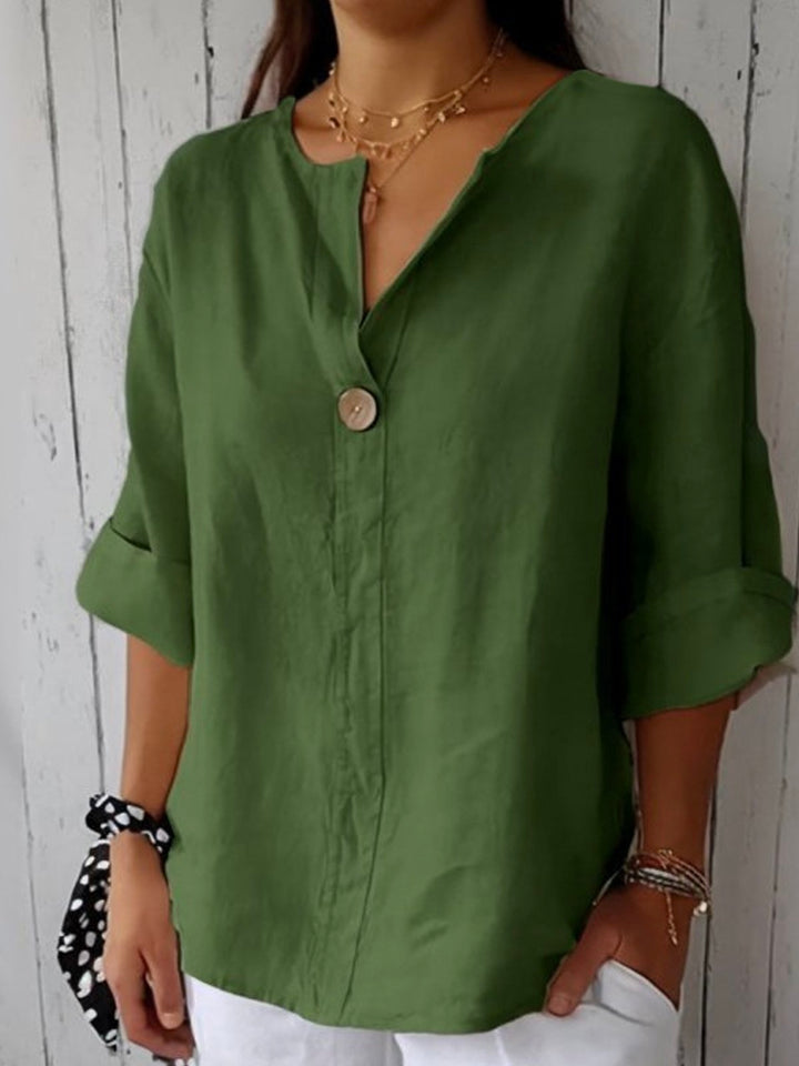 Evania - Casual Loose Linen Button Top