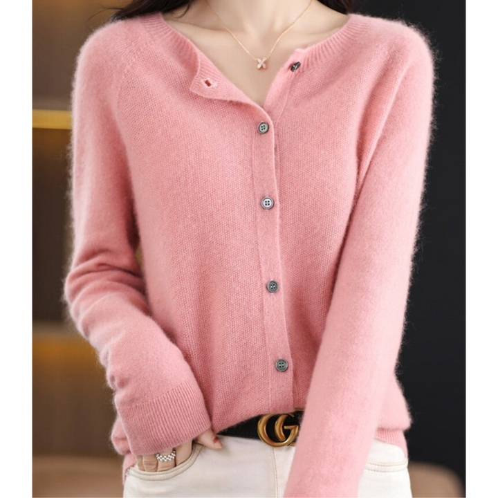 Eliana | Classic Crew Neck Button-Up Cardigan