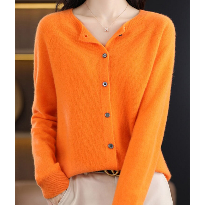 Eliana | Classic Crew Neck Button-Up Cardigan