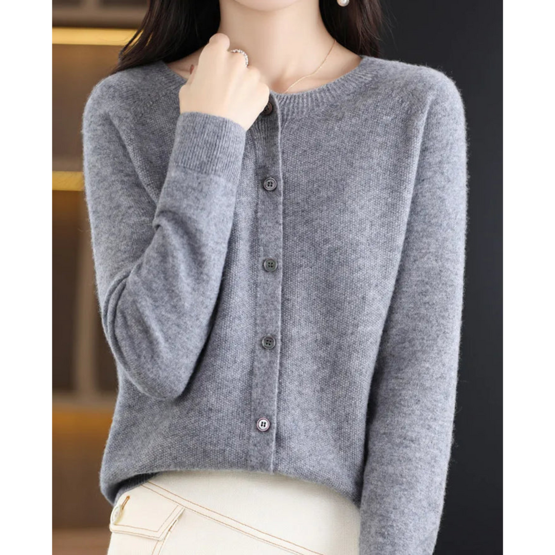 Eliana | Classic Crew Neck Button-Up Cardigan