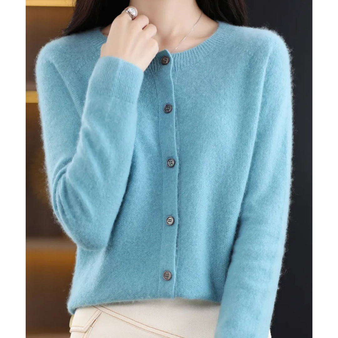 Eliana | Classic Crew Neck Button-Up Cardigan