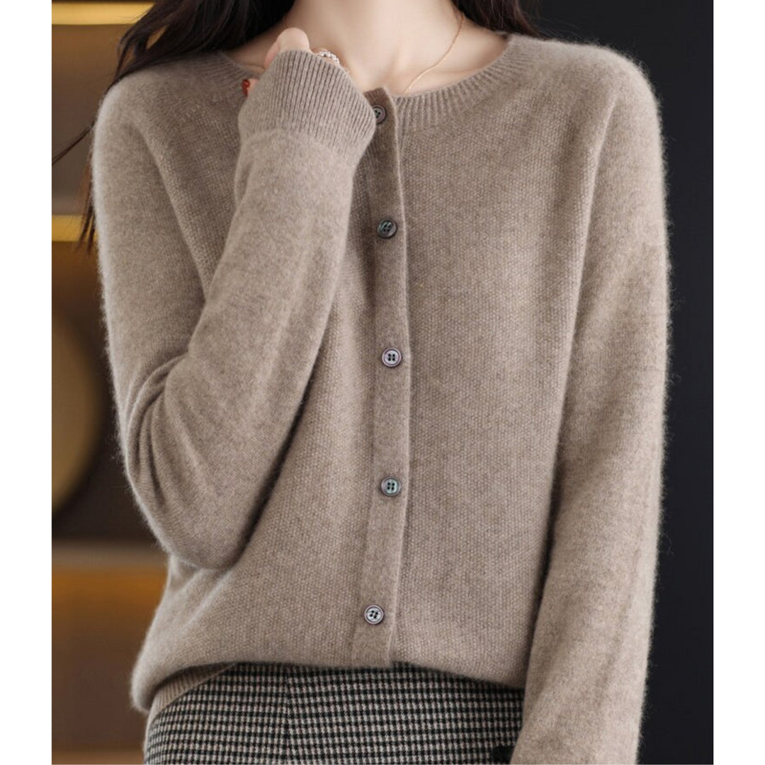 Eliana | Classic Crew Neck Button-Up Cardigan