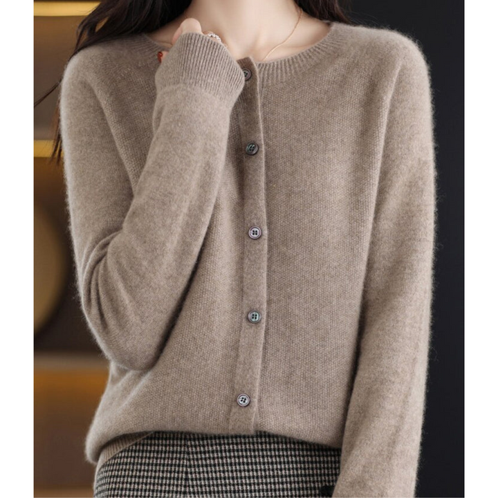 Eliana | Classic Crew Neck Button-Up Cardigan