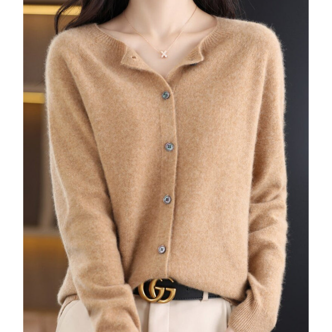 Eliana | Classic Crew Neck Button-Up Cardigan