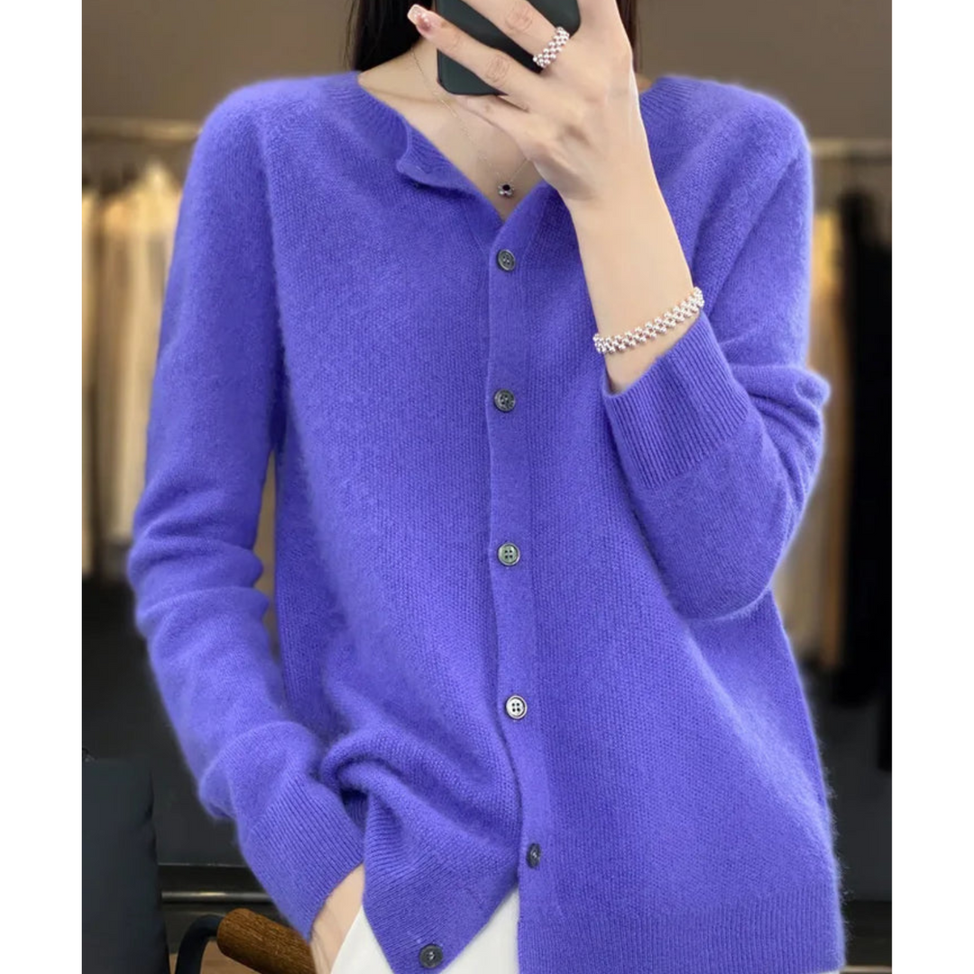 Eliana | Classic Crew Neck Button-Up Cardigan