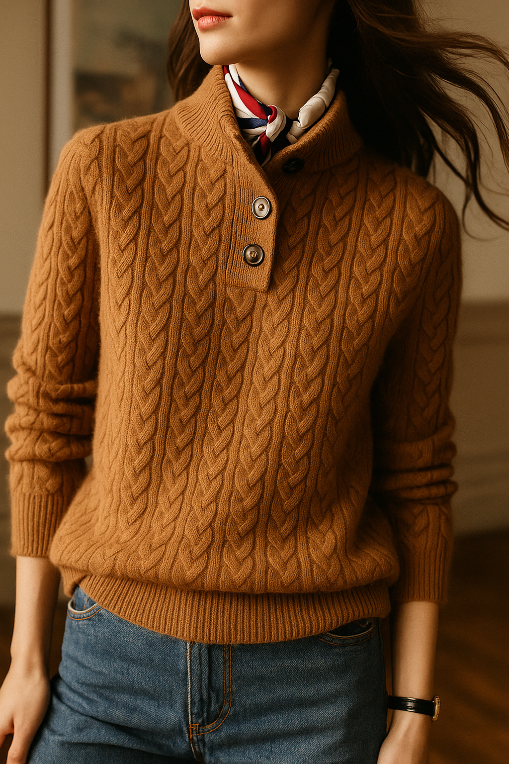 Margot | Classic Cable-Knit Button Sweater