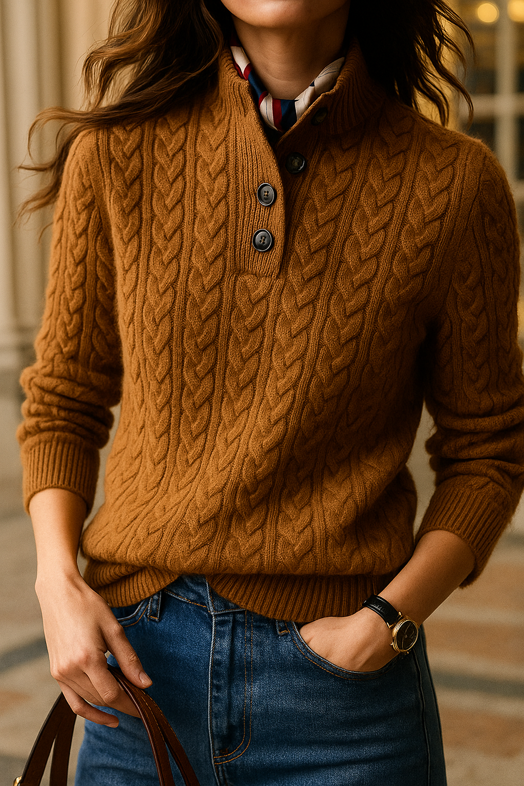 Margot | Classic Cable-Knit Button Sweater