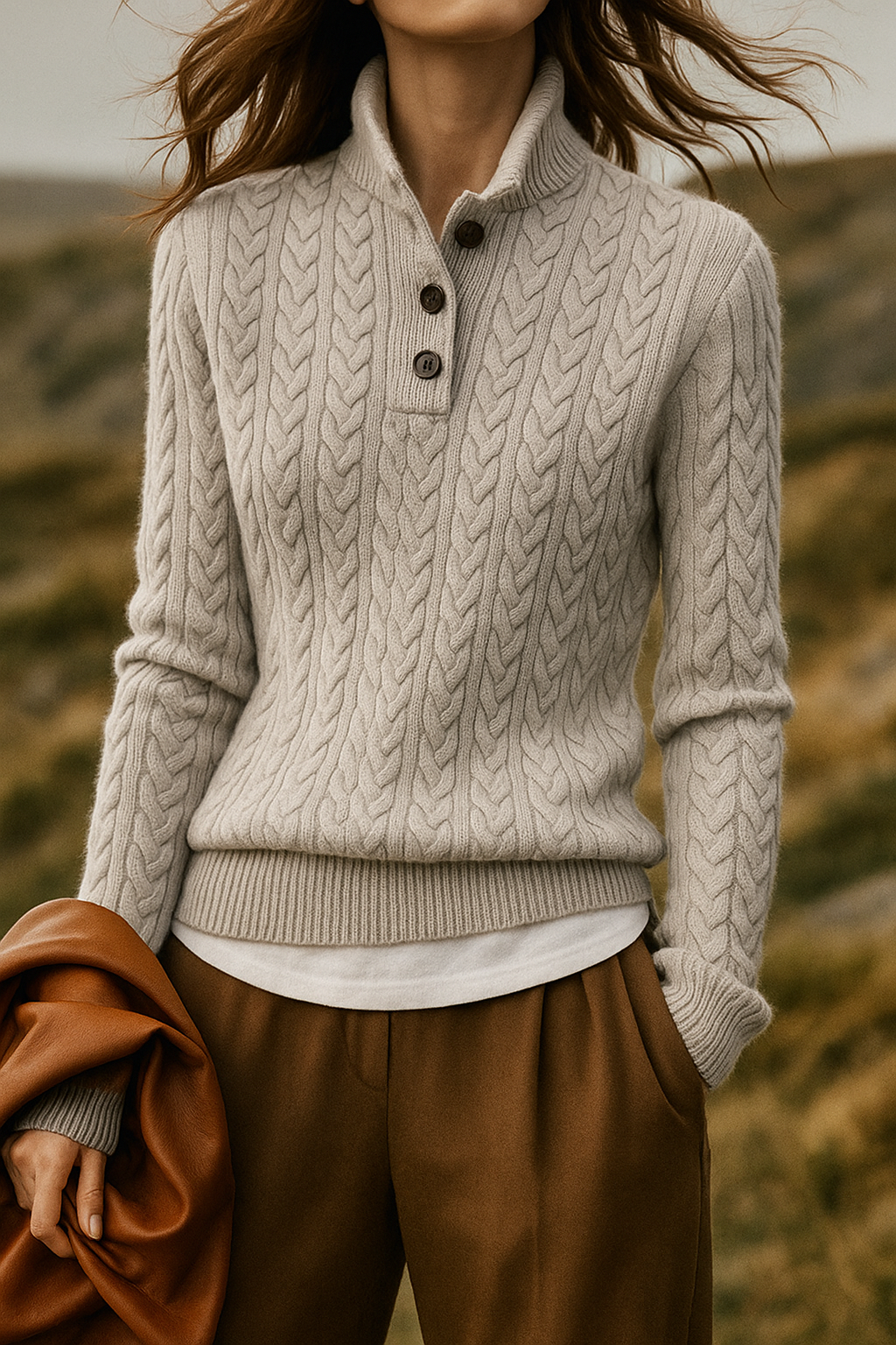 Margot | Classic Cable-Knit Button Sweater