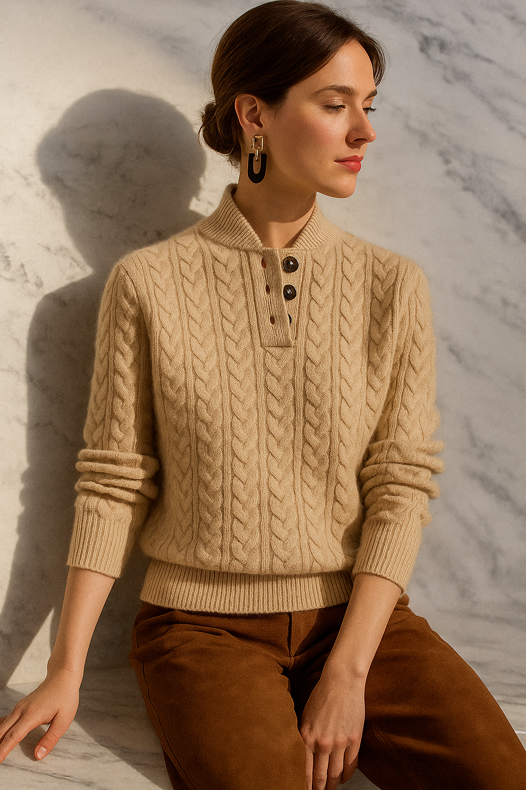 Margot | Classic Cable-Knit Button Sweater