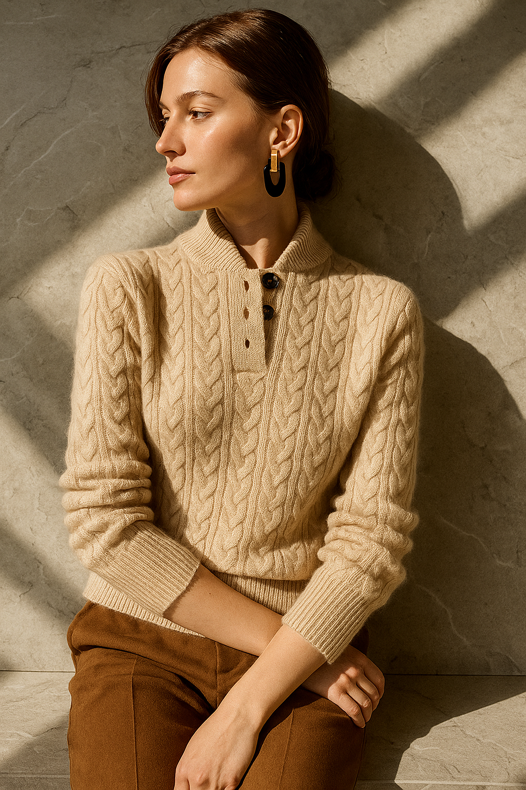 Margot | Classic Cable-Knit Button Sweater