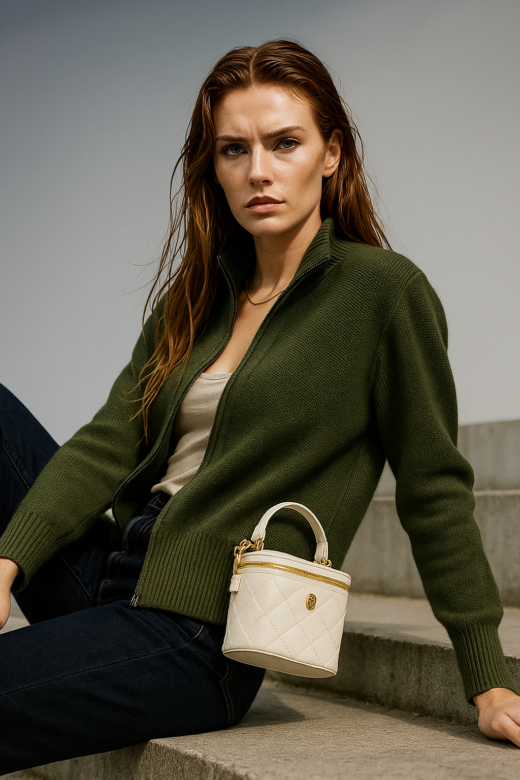 Caroline | Classic Zip-Up Knit Cardigan