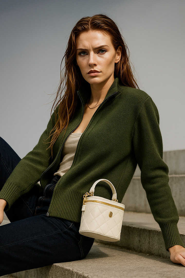 Caroline | Classic Zip-Up Knit Cardigan