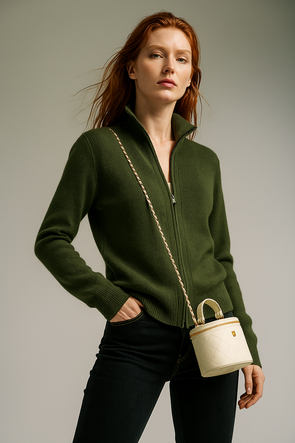 Caroline | Classic Zip-Up Knit Cardigan