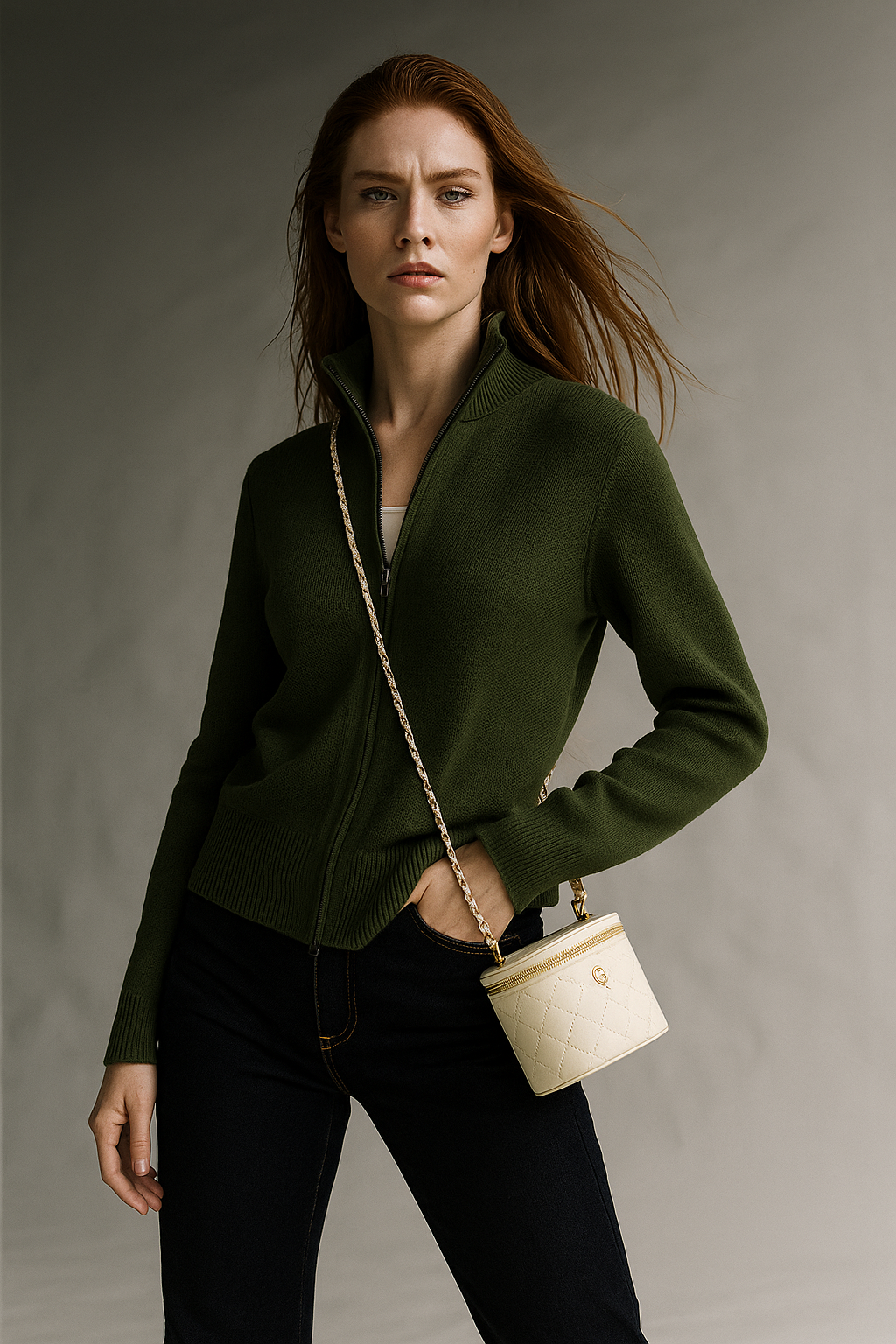 Caroline | Classic Zip-Up Knit Cardigan