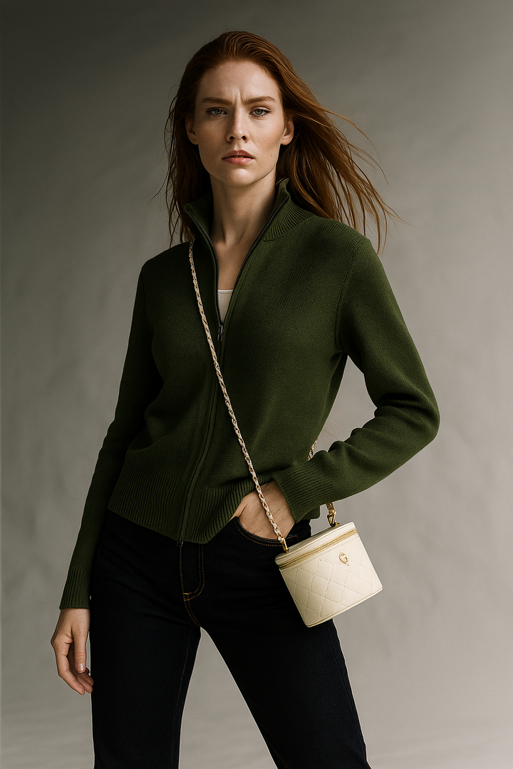 Caroline | Classic Zip-Up Knit Cardigan