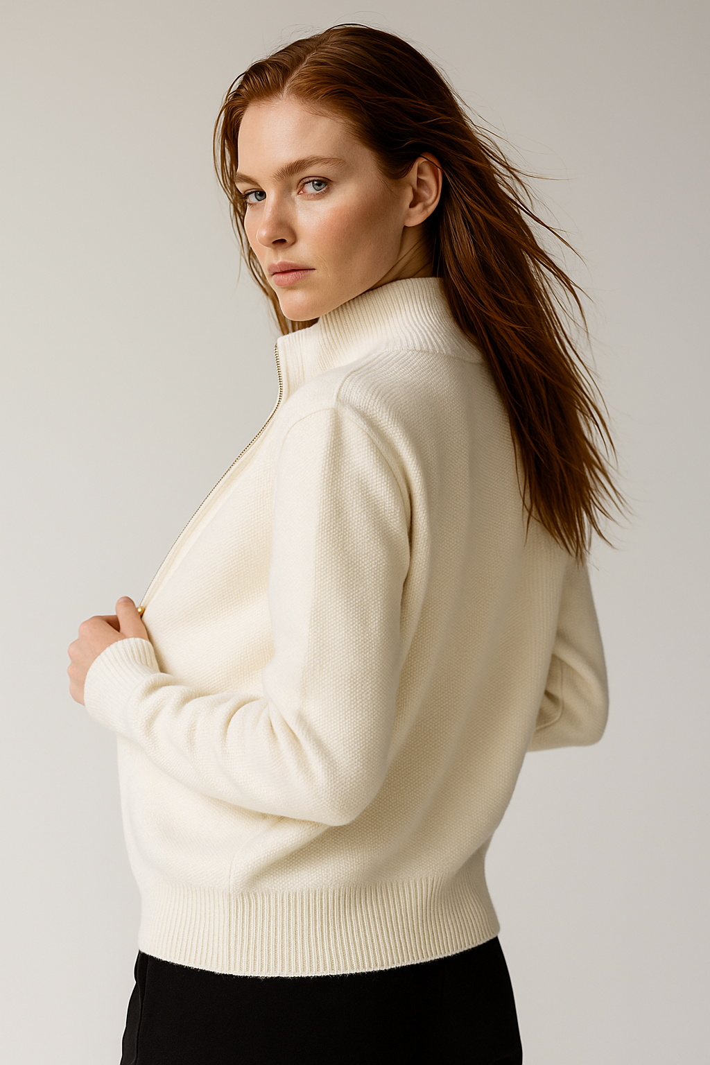 Caroline | Classic Zip-Up Knit Cardigan