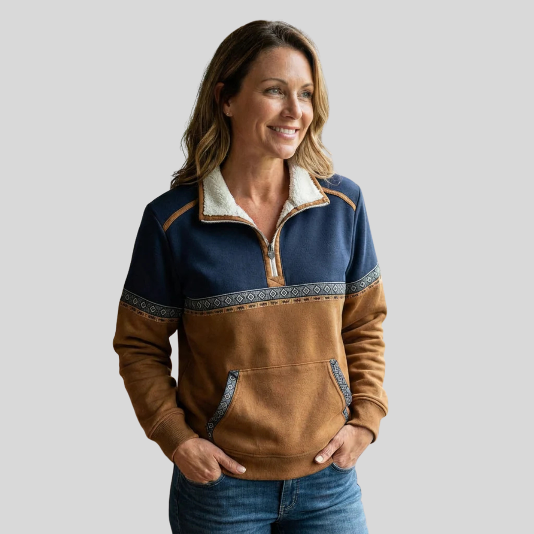 Maribel | Sherpa Collar Half-Zip Pullover