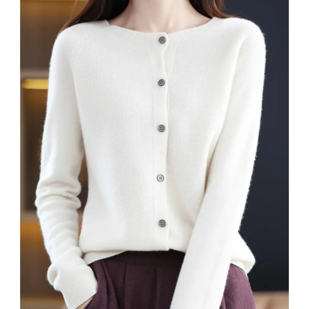 Eliana | Classic Crew Neck Button-Up Cardigan