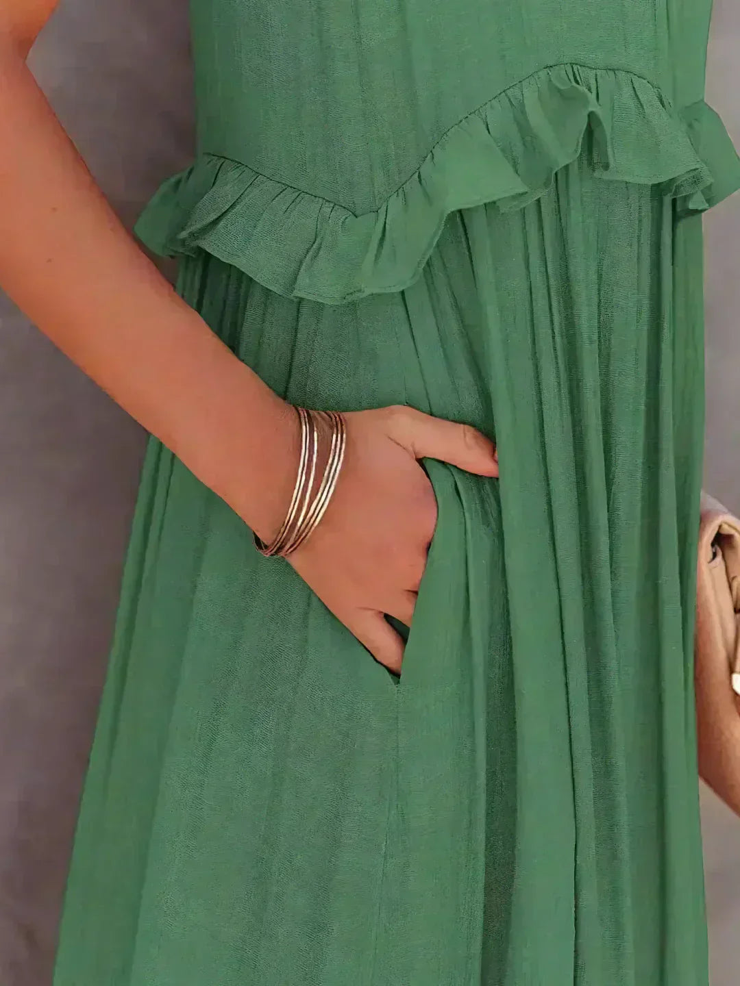 Delilah - Elegant Halter Neck Ruffle Trim Dress