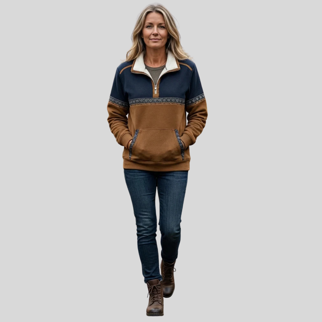 Maribel | Sherpa Collar Half-Zip Pullover