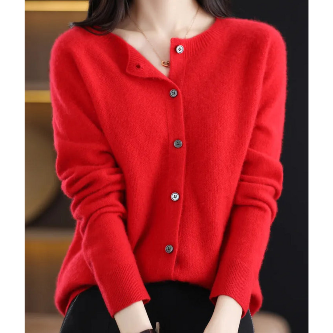 Eliana | Classic Crew Neck Button-Up Cardigan