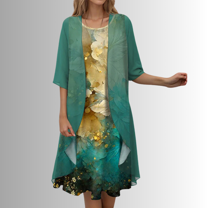 Judith | Floral Layered Midi Dress Set for Timeless Elegance