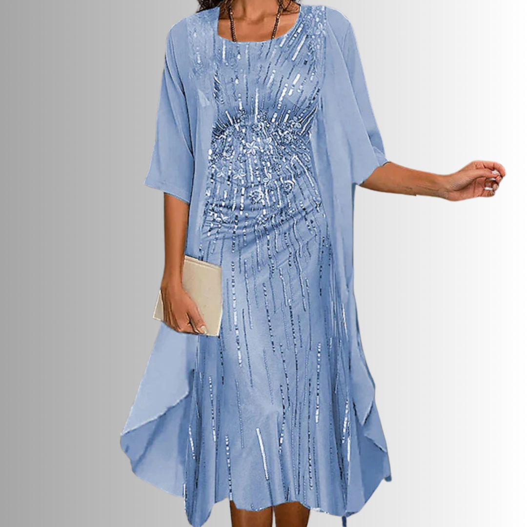 Judith | Floral Layered Midi Dress Set for Timeless Elegance