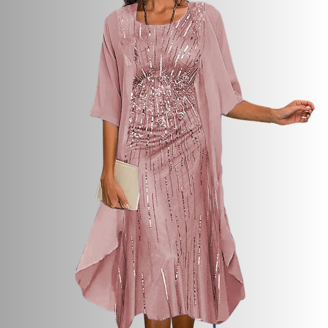 Judith | Floral Layered Midi Dress Set for Timeless Elegance