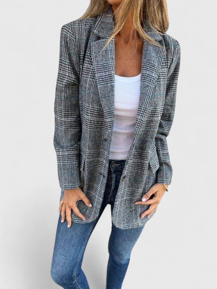 Genevieve | Women’s Oversized Plaid Blazer with Pockets