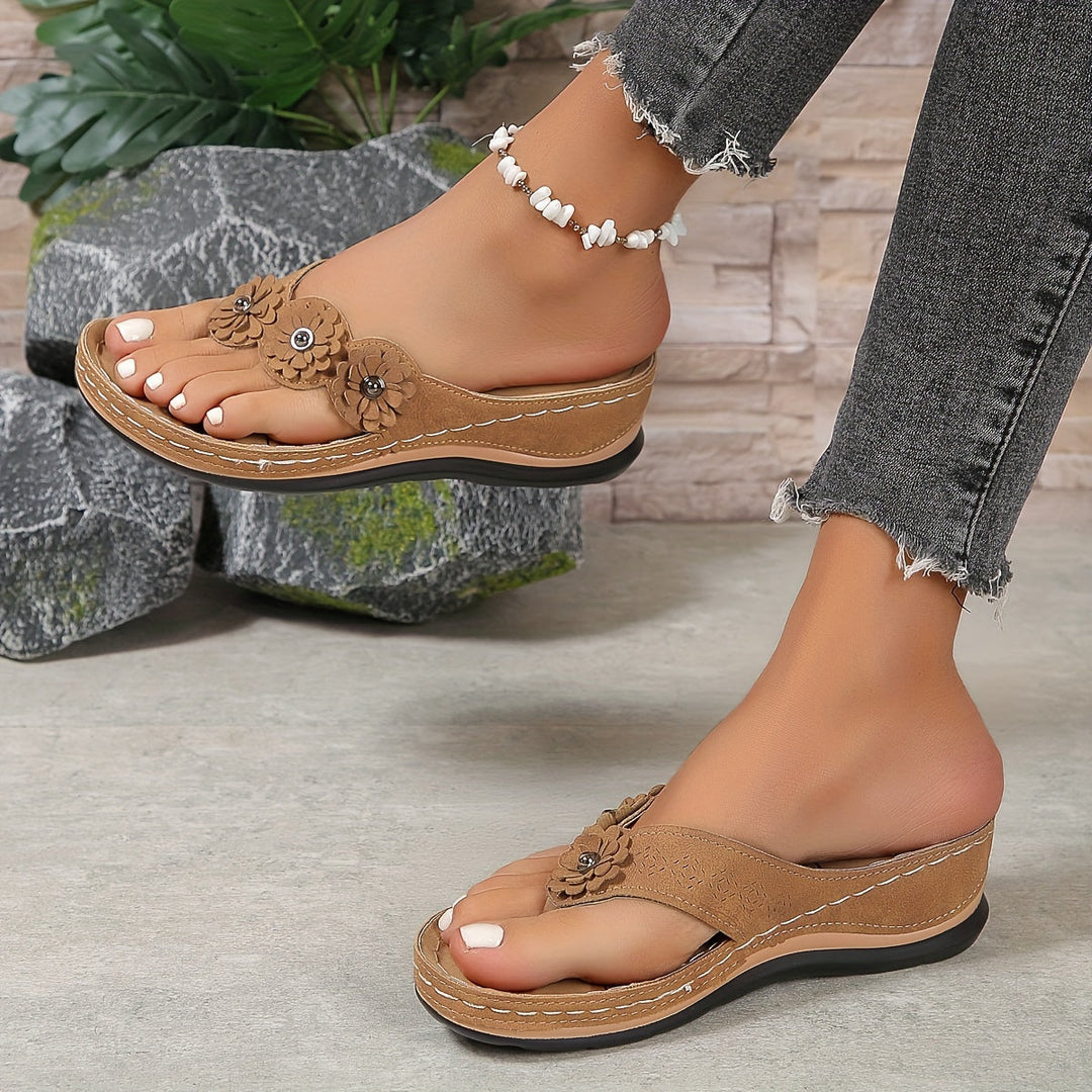 ALIA  - Floral Comfort Wedge Sandals