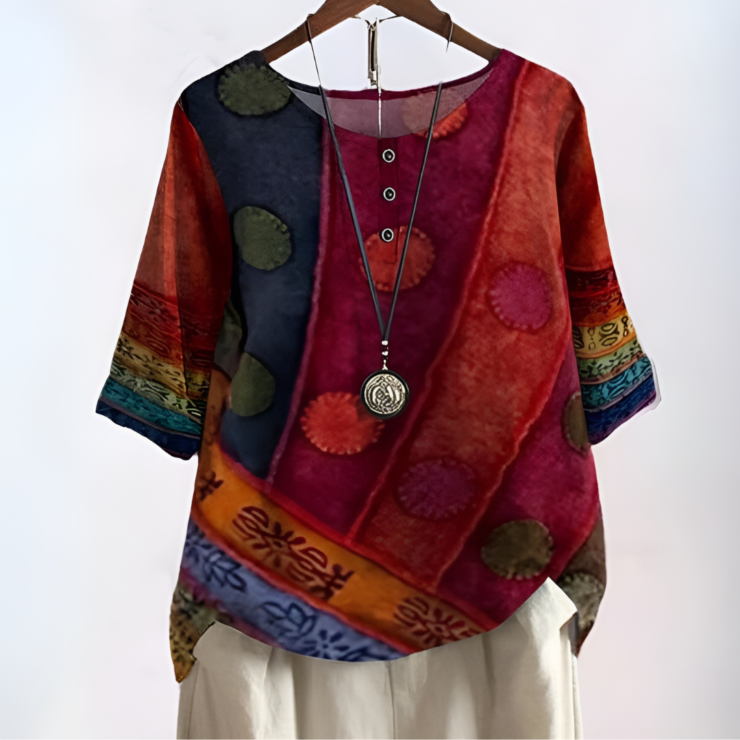 Demi - Casual Effortless Style Relaxed Fit Boho Shirt