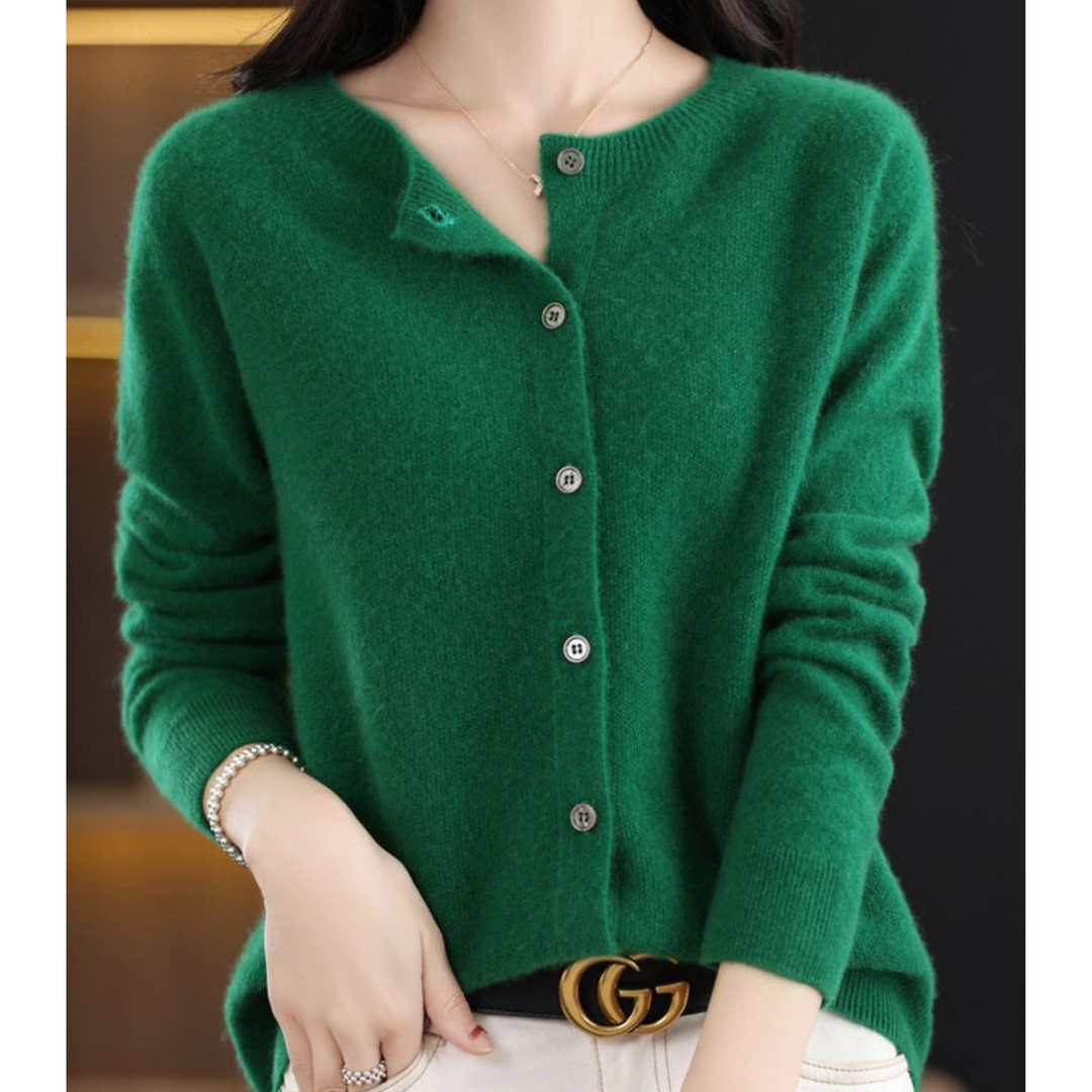 Eliana | Classic Crew Neck Button-Up Cardigan