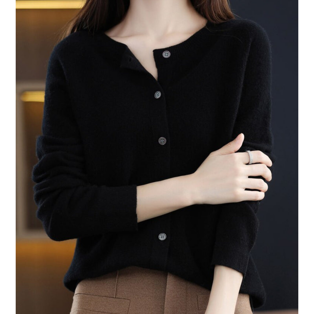 Eliana | Classic Crew Neck Button-Up Cardigan