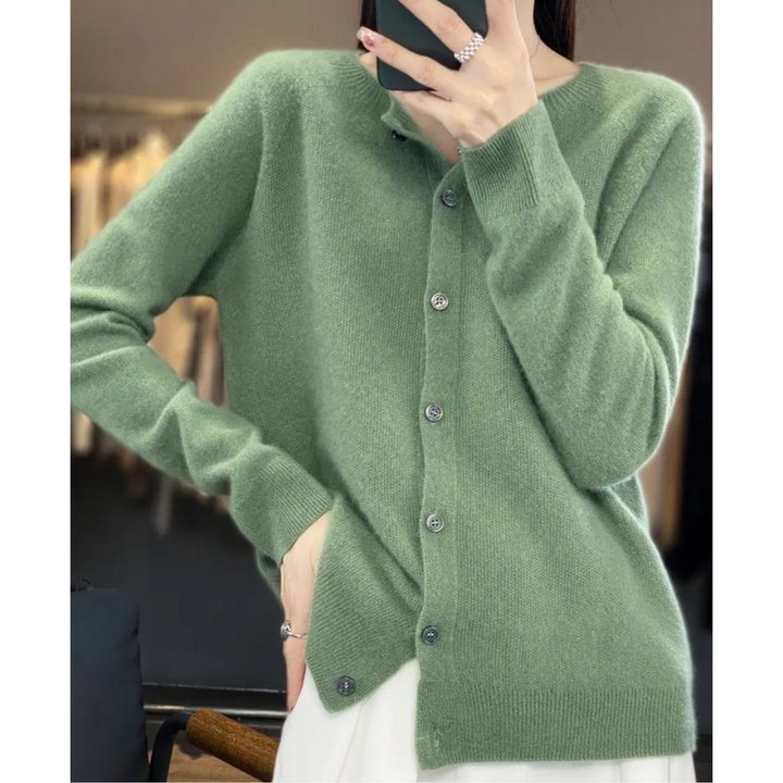 Eliana | Classic Crew Neck Button-Up Cardigan