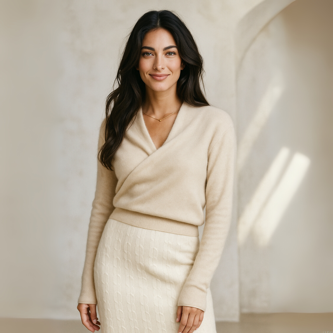 Marianne | Elegant Crossover Knit Sweater