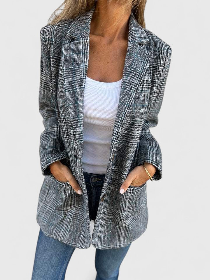 Genevieve | Women’s Oversized Plaid Blazer with Pockets