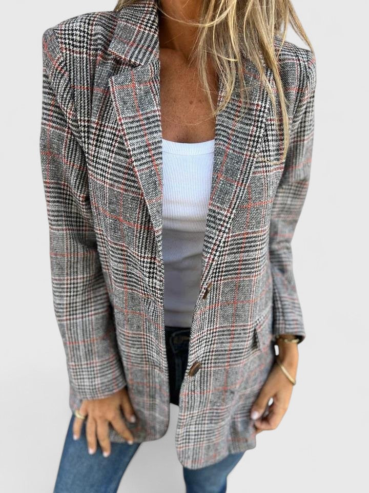 Genevieve | Women’s Oversized Plaid Blazer with Pockets