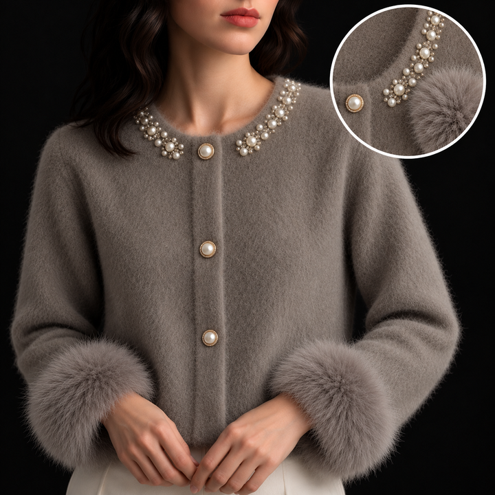 Evelyn | Pearl Detail Knit Cardigan