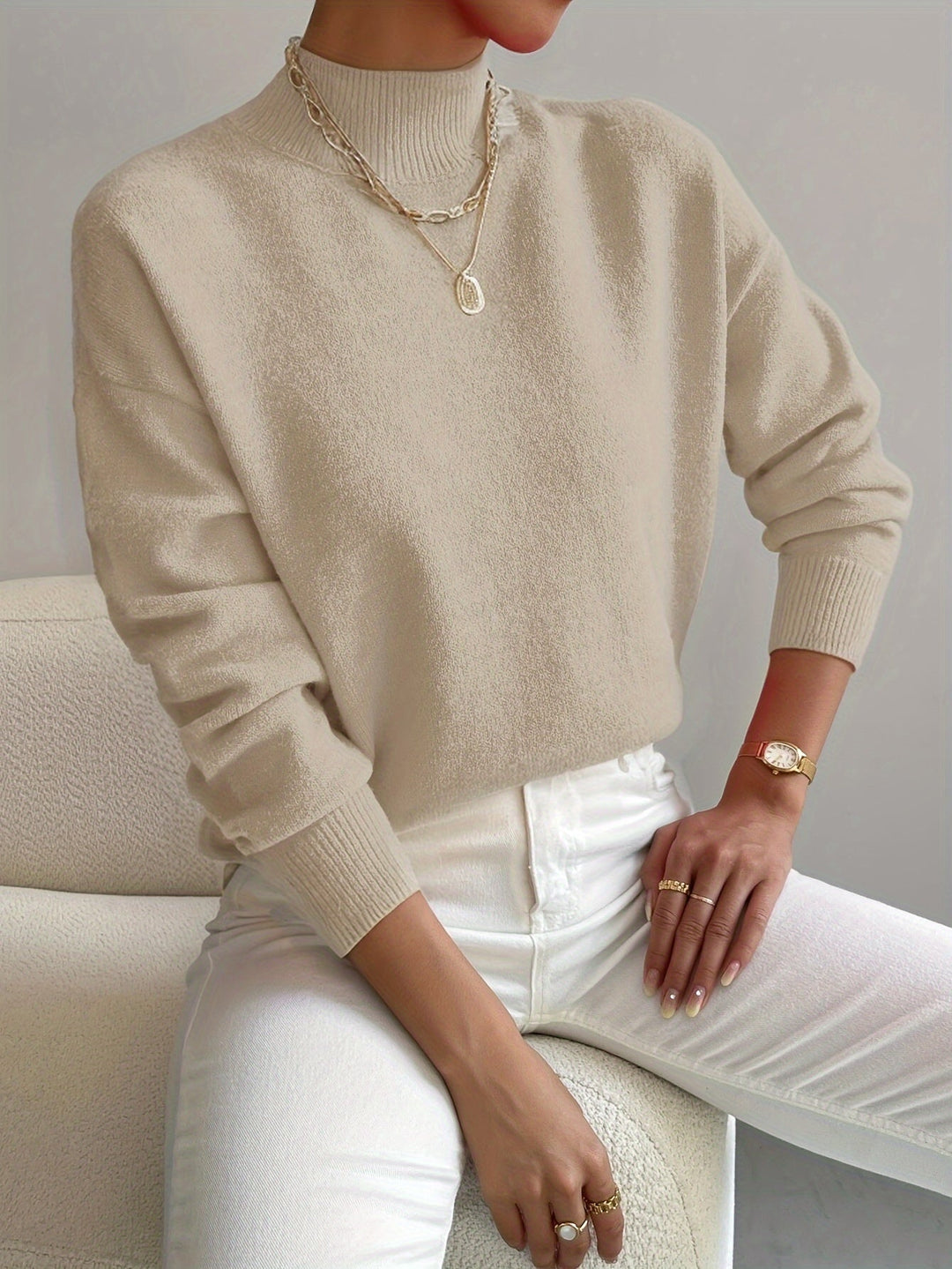 Elara | Women’s Soft Knit Turtleneck Sweater with Comfortable Relaxed Fit