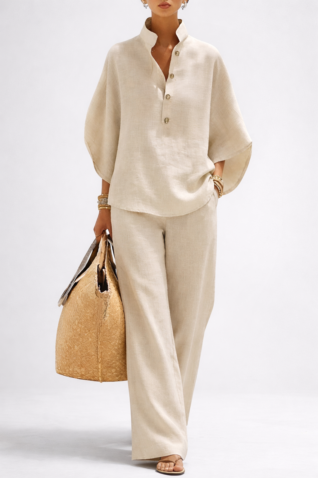 Vienna | Women’s Wide-Leg Pant Set with Collared Top and Matching Trousers
