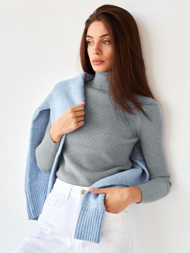 Dagny Cotton Ribbed Knit Turtleneck Sweater