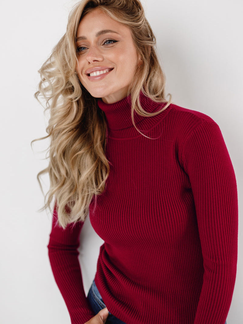 Dagny Cotton Ribbed Knit Turtleneck Sweater