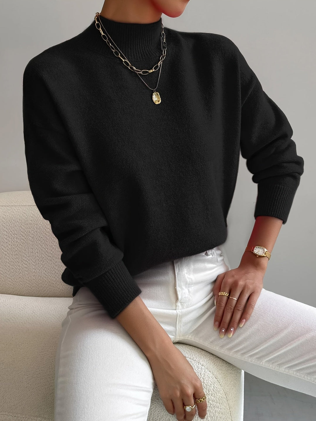 Elara | Women’s Soft Knit Turtleneck Sweater with Comfortable Relaxed Fit