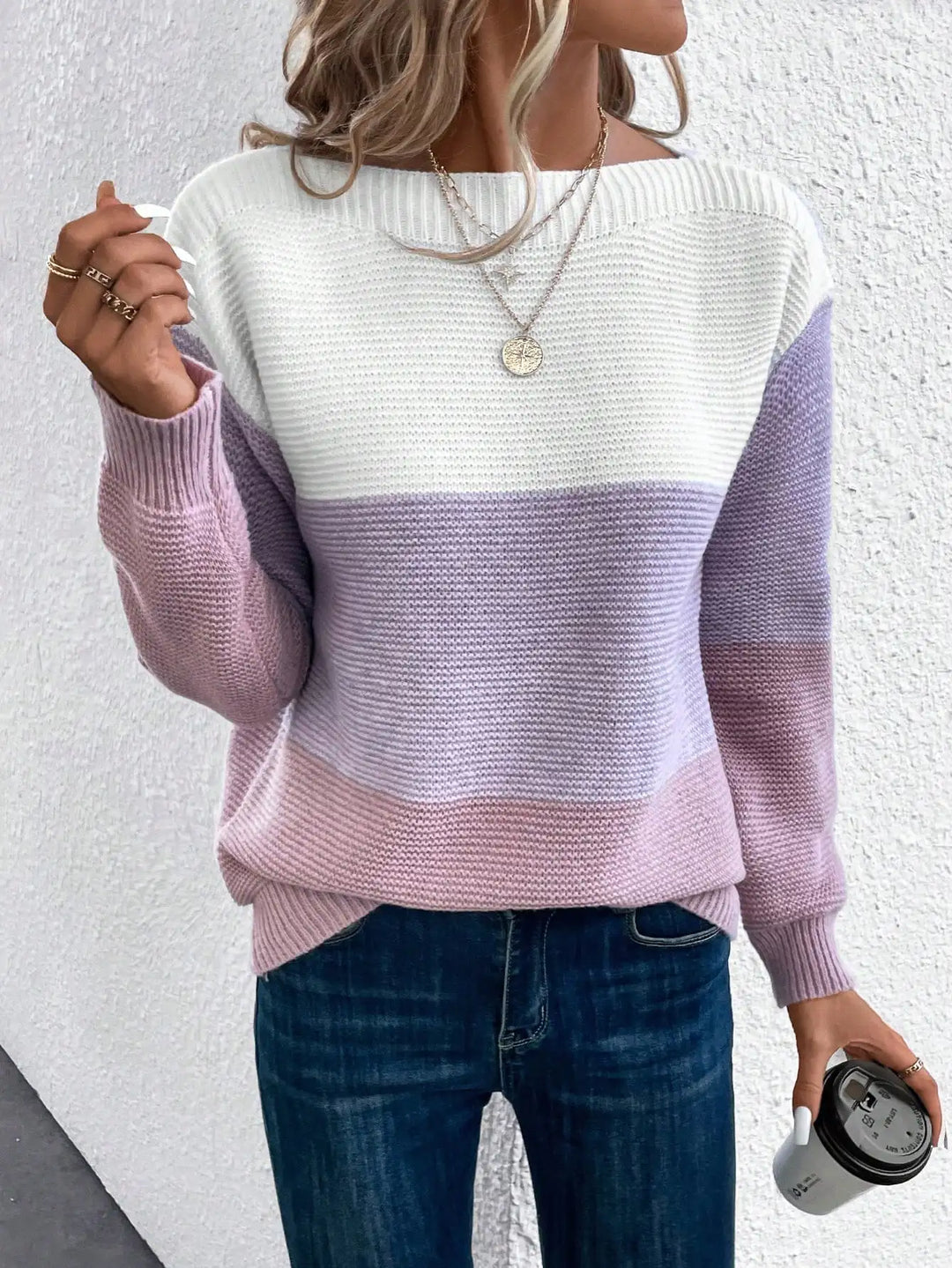 Reese | Women’s Colorblock Crew Neck Knit Sweater