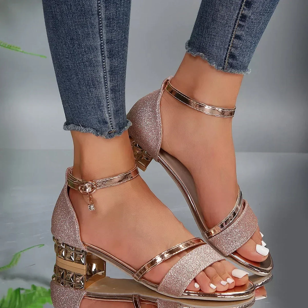 CAMILLE - Elegant Crystal Heel Sandals