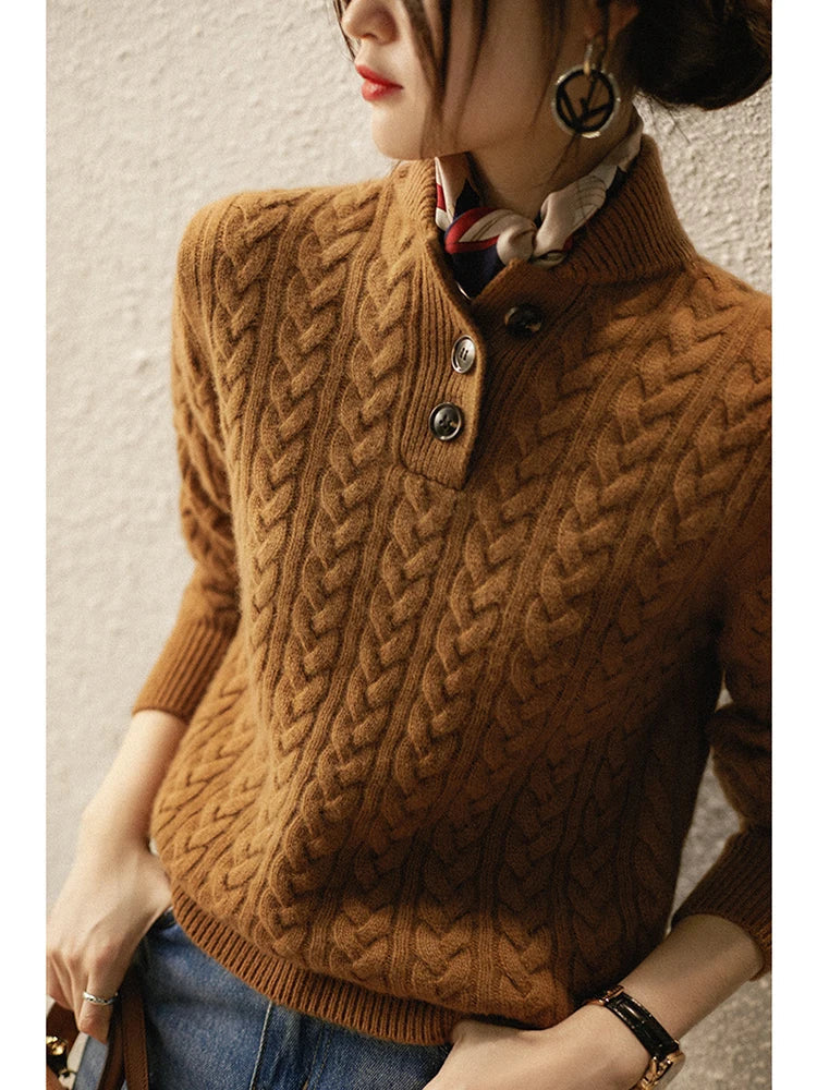 Margot | Classic Cable-Knit Button Sweater