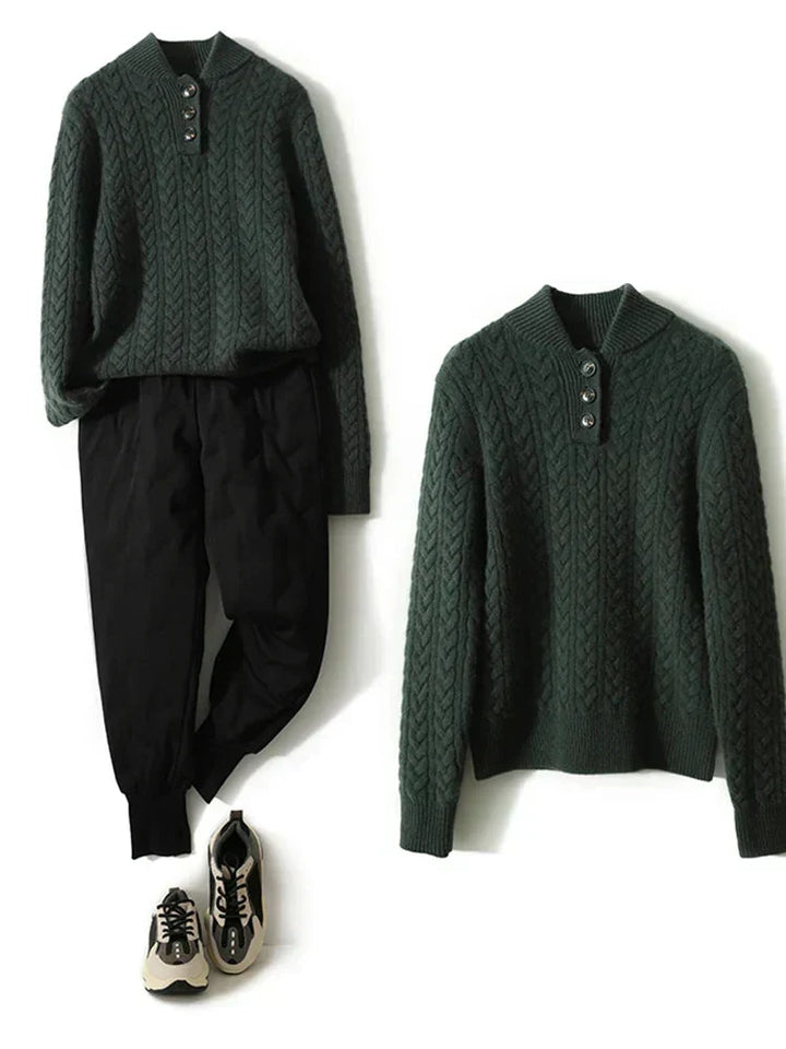 Margot | Classic Cable-Knit Button Sweater