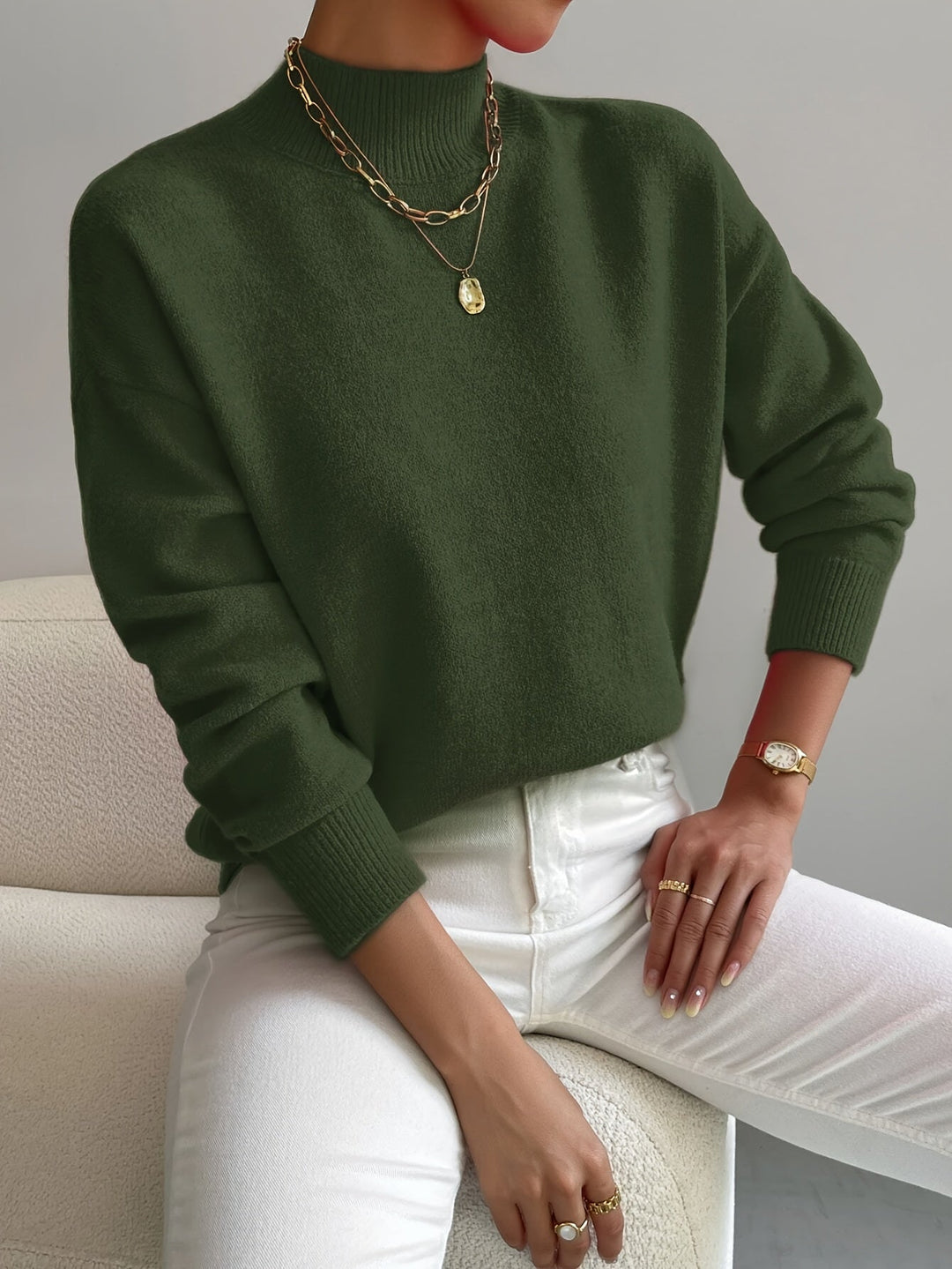 Elara | Women’s Soft Knit Turtleneck Sweater with Comfortable Relaxed Fit